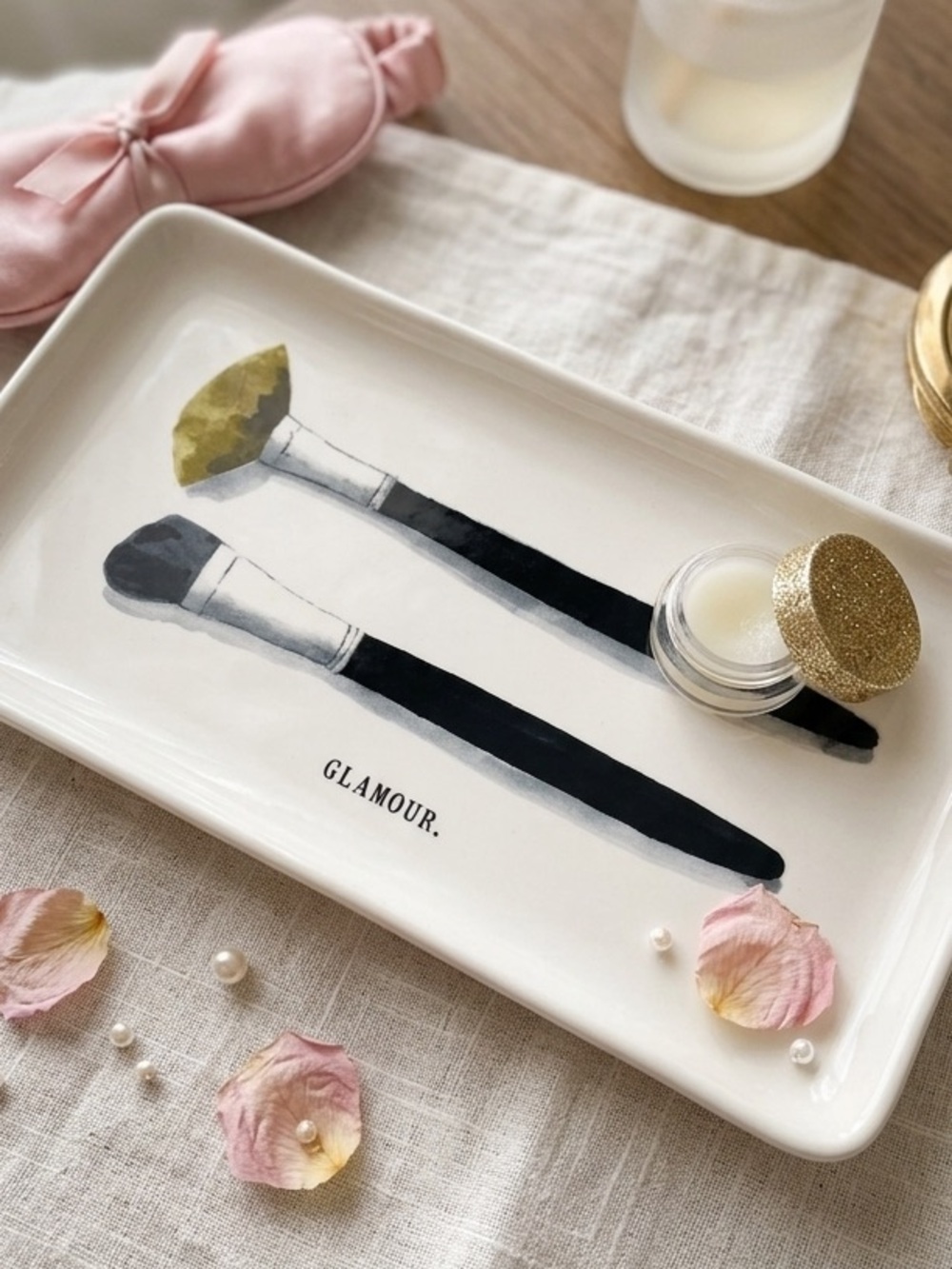 Rae Dunn Glamour Makeup Brush & Vanity Tray NWOT